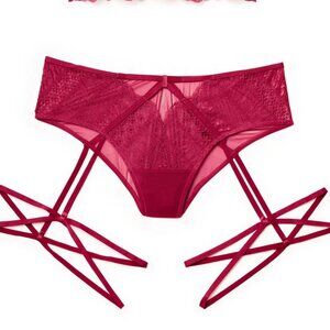 Adore me Odette unlined red lace panties with leg straps Plus Sz 3x Romantic NWT